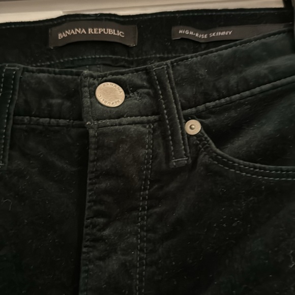 High rise green velvet pants - Picture 2 of 5